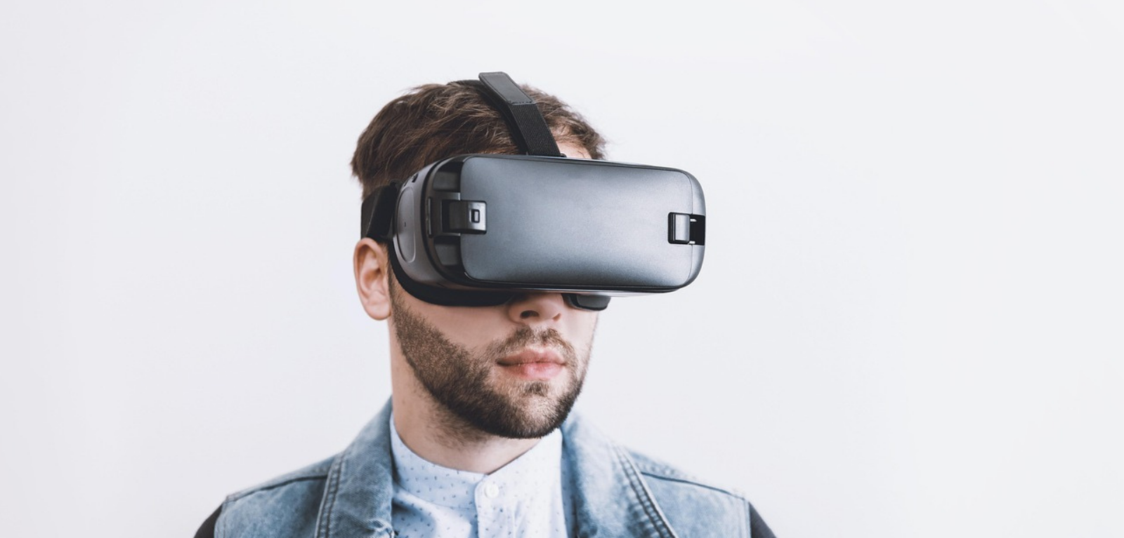 Man with VR headset on